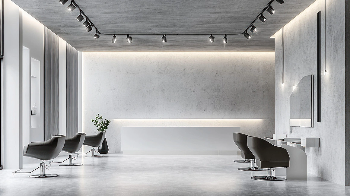 無彩色を基調とした、洗練されたサロン空間